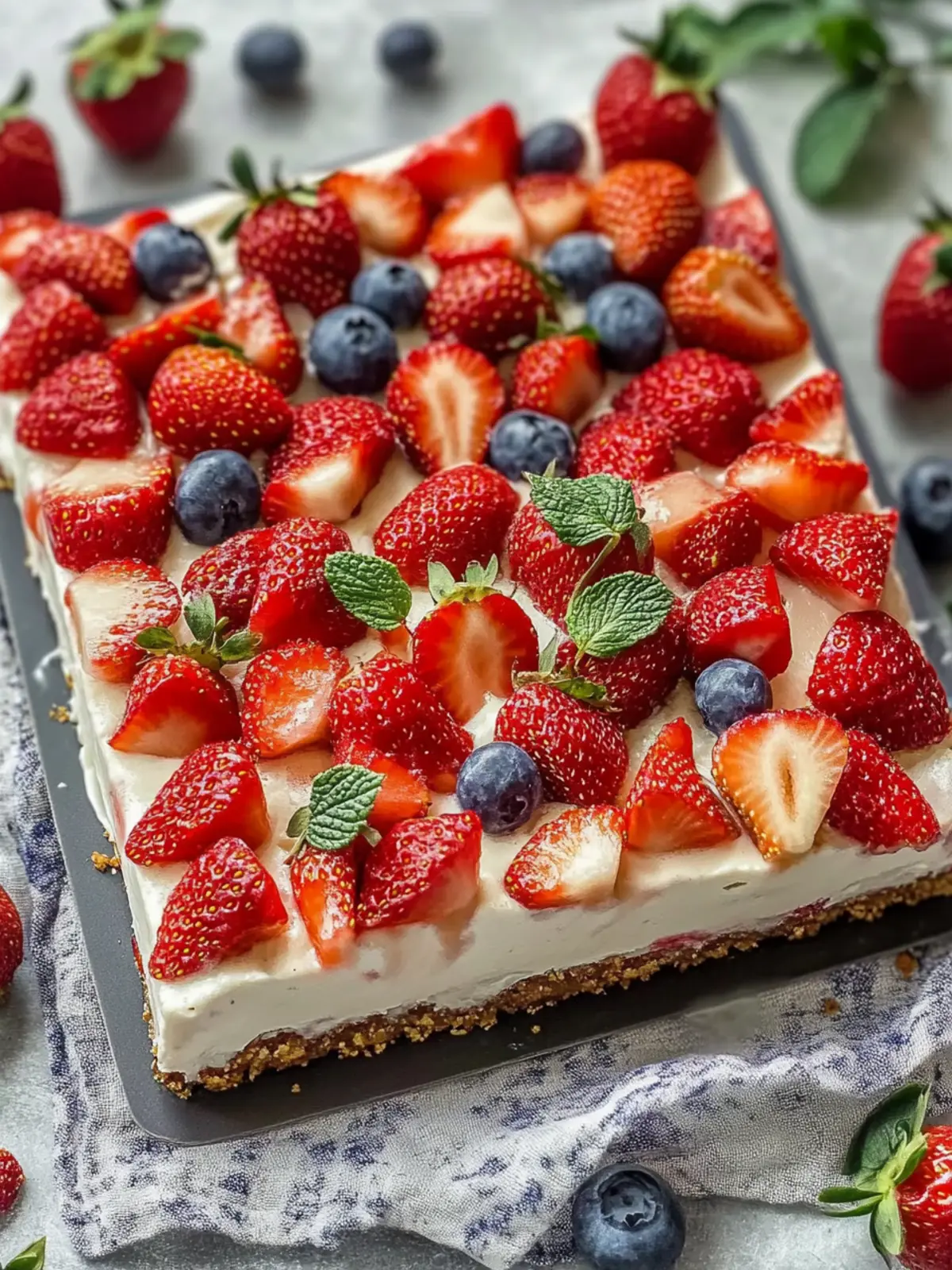 Patriotic Creamy No-Bake American Flag Strawberry Cheesecake 3 Creamy No-Bake American Flag Strawberry Cheesecake Sheet Dessert
