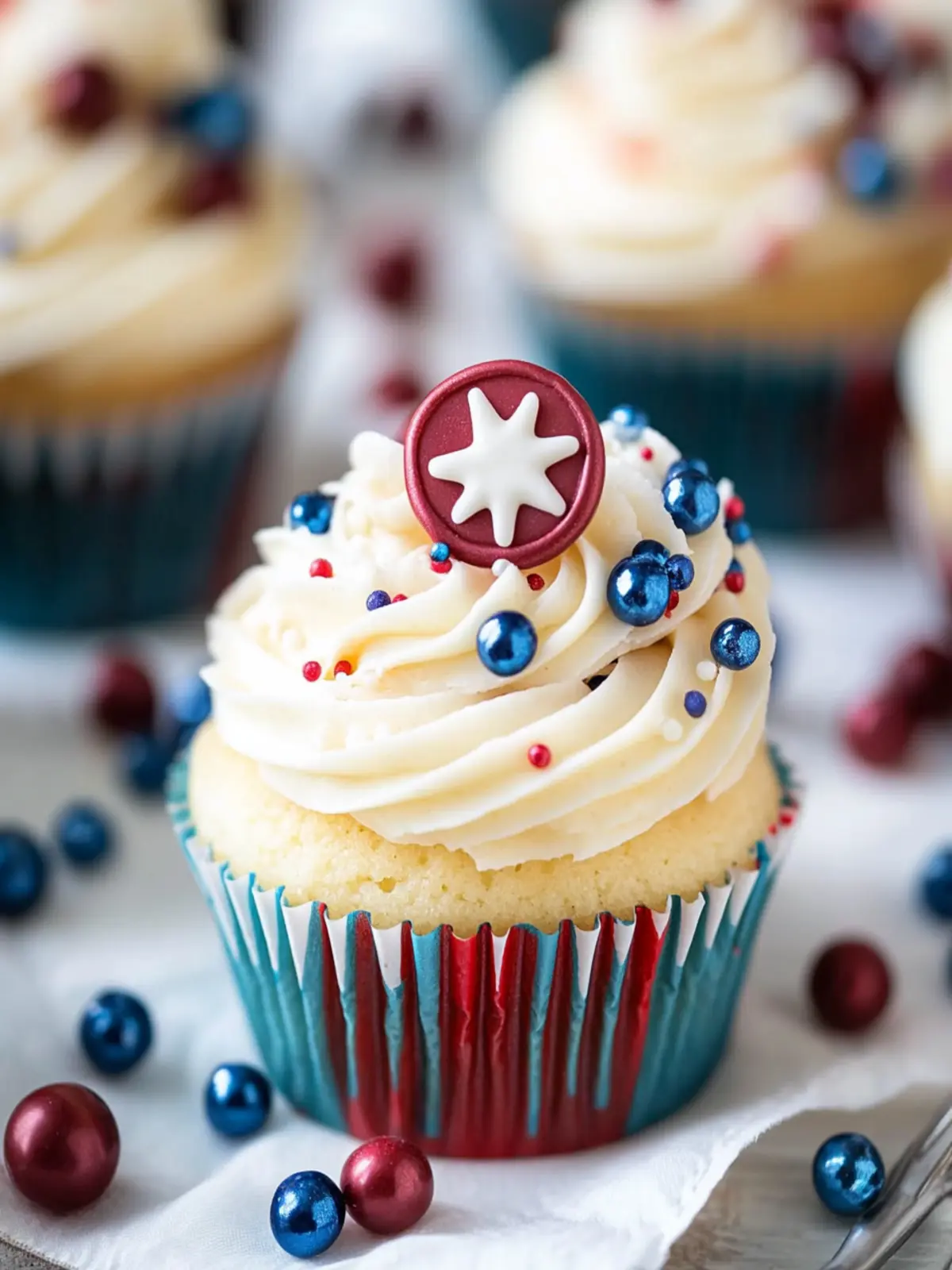 Festive 4th of July Cupcakes with Colorful Cocoa Swirls 5 4th of July cupcakes