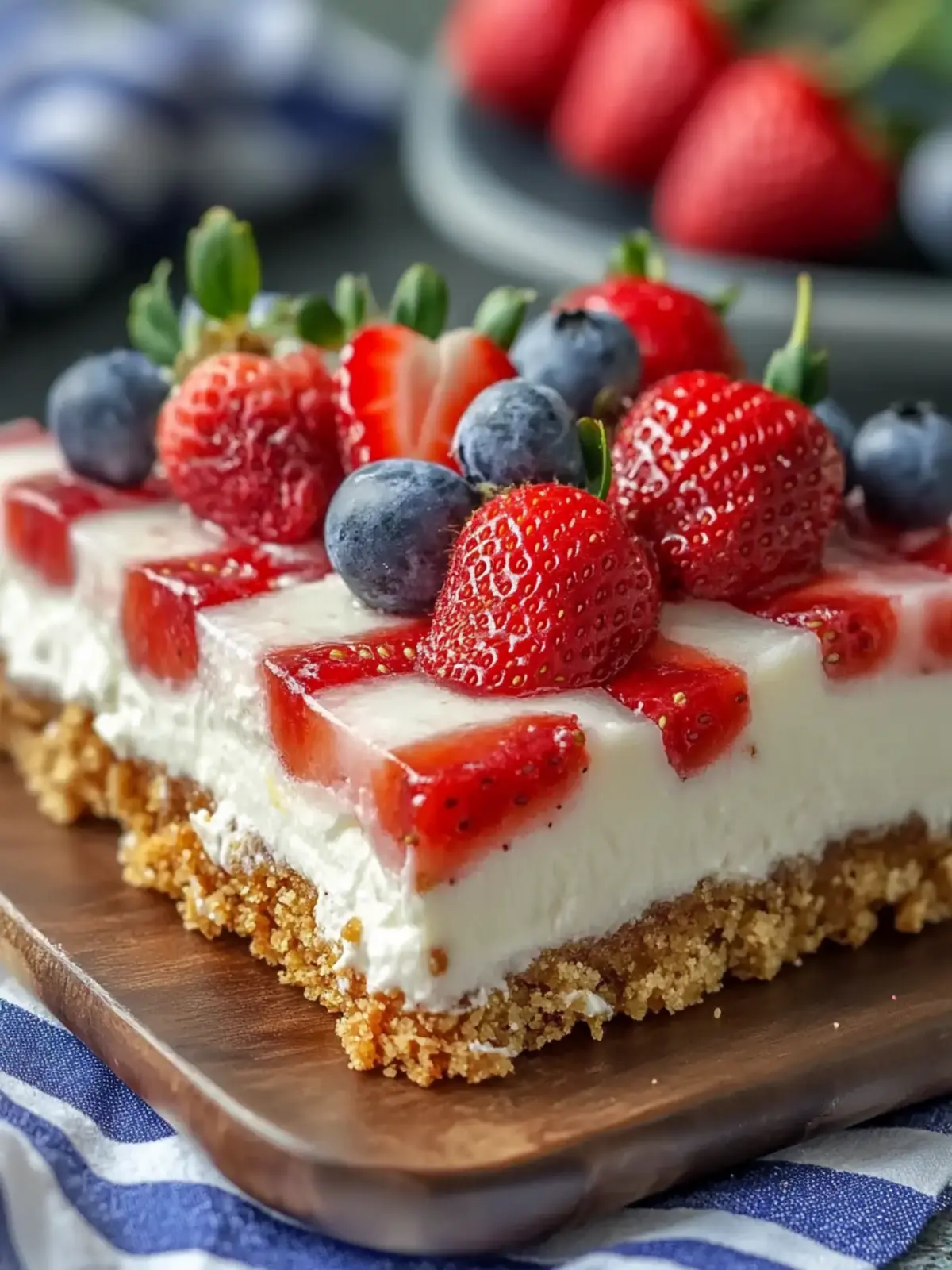 Patriotic Creamy No-Bake American Flag Strawberry Cheesecake 2 Creamy No-Bake American Flag Strawberry Cheesecake Sheet Dessert